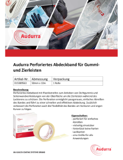 Produktflyer Audurra Perforiertes Abdeckband für Gummi- und Zierleisten