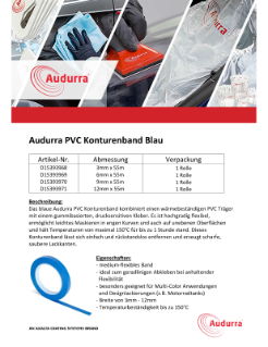 Produktflyer Audurra PVC Konturenband blau